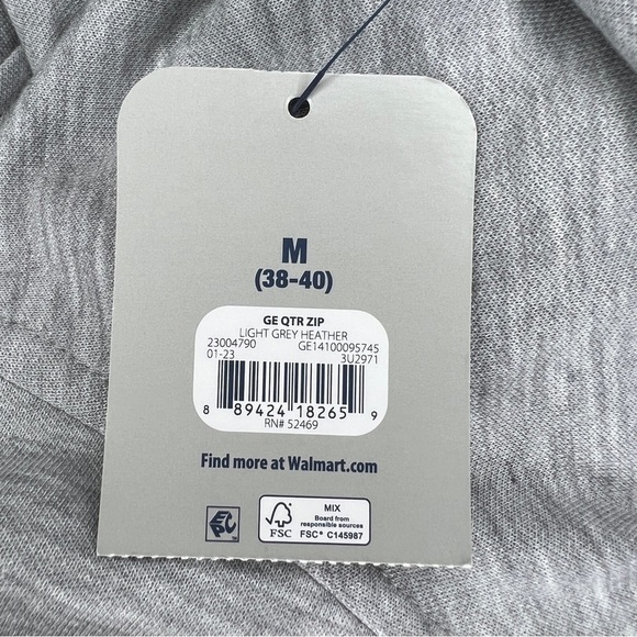 NEW George Light Grey Pullover Jacket Medium Mens Long Sleeve Stretch Zip Collar - Picture 10 of 10